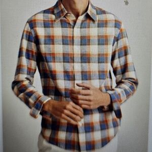 Bonobos Easy Linen Shirt Standard Fit Plaid Check Printed Men's Shirt XXL